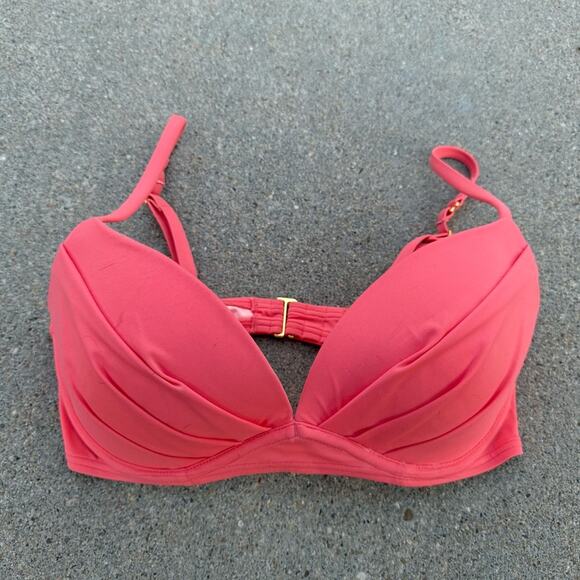 Victoria's Secret Other - Victoria’s Secret 32DD Angel Convertible Bikini Swim Bra Top Coral Pink Push Up